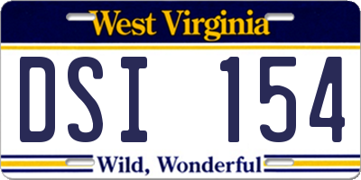 WV license plate DSI154