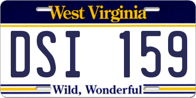 WV license plate DSI159