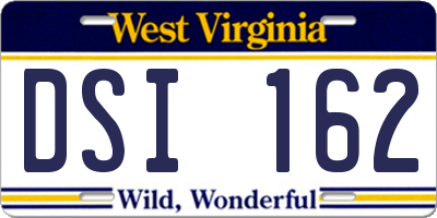 WV license plate DSI162