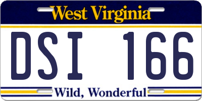 WV license plate DSI166