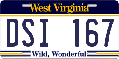 WV license plate DSI167