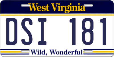 WV license plate DSI181