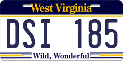 WV license plate DSI185