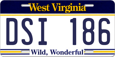 WV license plate DSI186