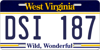 WV license plate DSI187