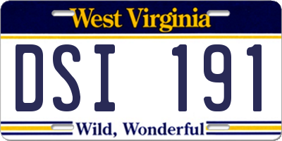 WV license plate DSI191