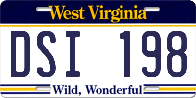 WV license plate DSI198