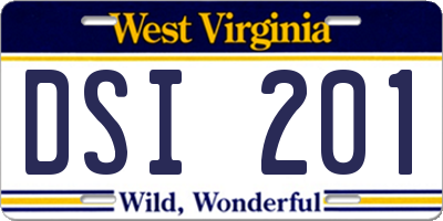 WV license plate DSI201
