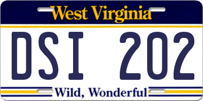 WV license plate DSI202