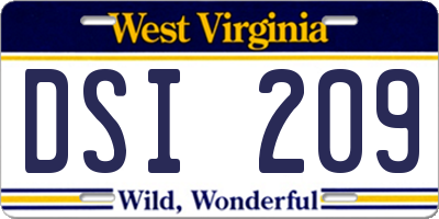 WV license plate DSI209