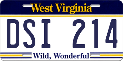 WV license plate DSI214