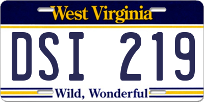 WV license plate DSI219
