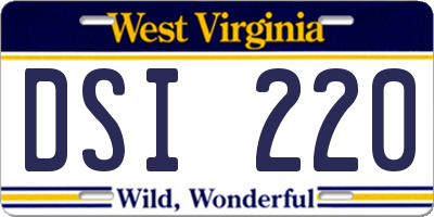 WV license plate DSI220