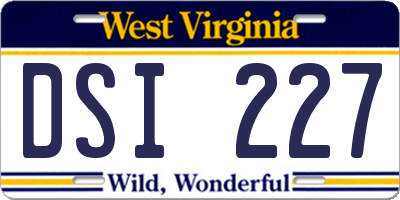 WV license plate DSI227