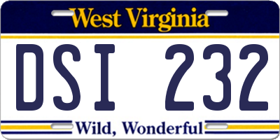 WV license plate DSI232