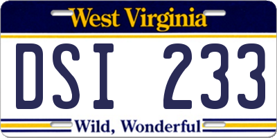 WV license plate DSI233