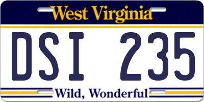 WV license plate DSI235