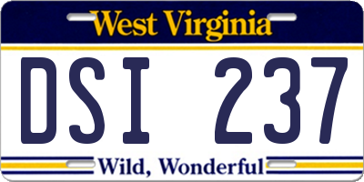 WV license plate DSI237