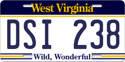 WV license plate DSI238