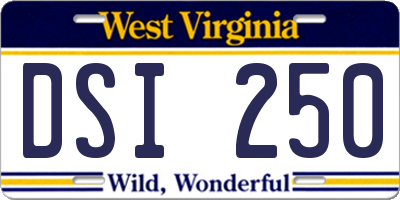 WV license plate DSI250