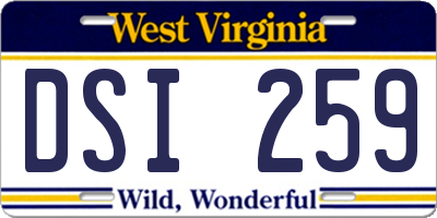WV license plate DSI259
