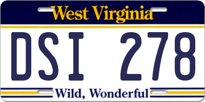 WV license plate DSI278
