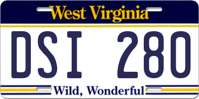 WV license plate DSI280