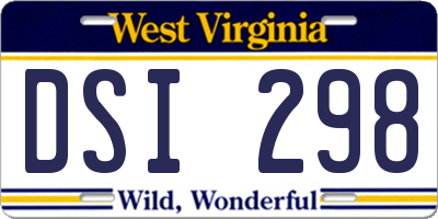 WV license plate DSI298