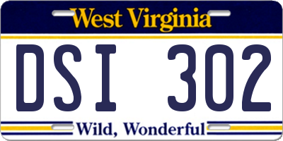 WV license plate DSI302
