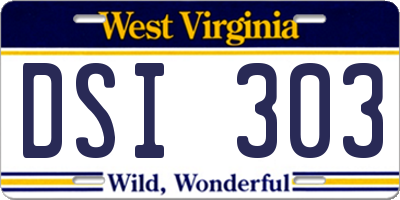 WV license plate DSI303