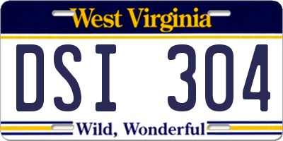 WV license plate DSI304