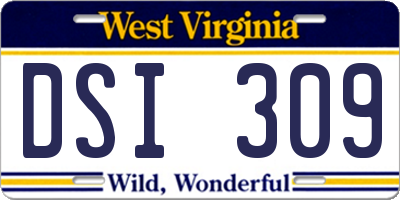 WV license plate DSI309