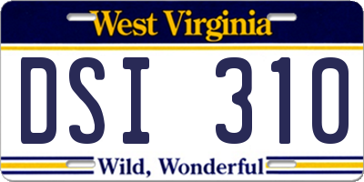 WV license plate DSI310
