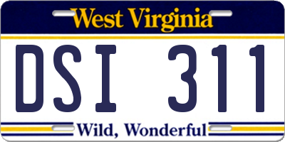 WV license plate DSI311