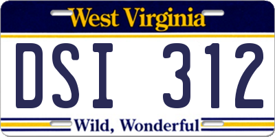 WV license plate DSI312