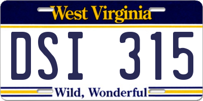 WV license plate DSI315