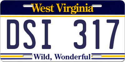 WV license plate DSI317