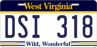 WV license plate DSI318