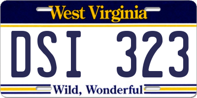 WV license plate DSI323