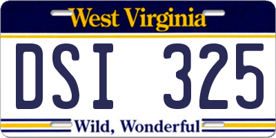 WV license plate DSI325