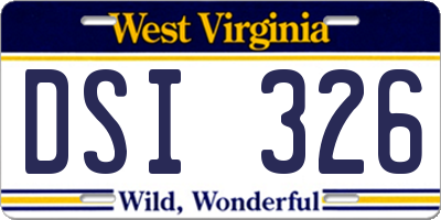 WV license plate DSI326