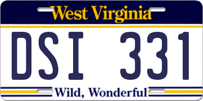 WV license plate DSI331