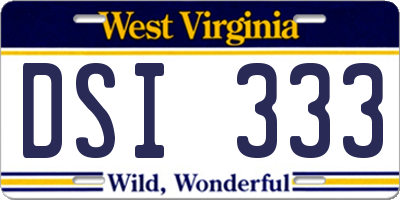 WV license plate DSI333