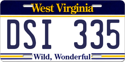 WV license plate DSI335
