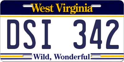 WV license plate DSI342