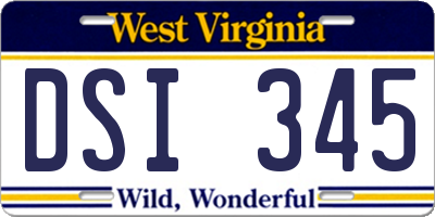 WV license plate DSI345
