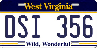 WV license plate DSI356