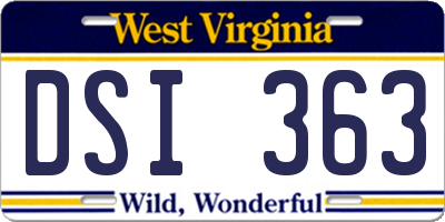 WV license plate DSI363