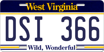 WV license plate DSI366
