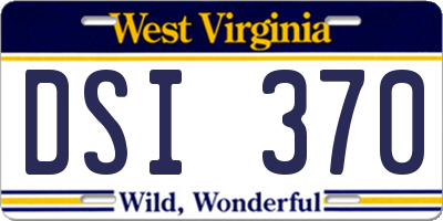 WV license plate DSI370